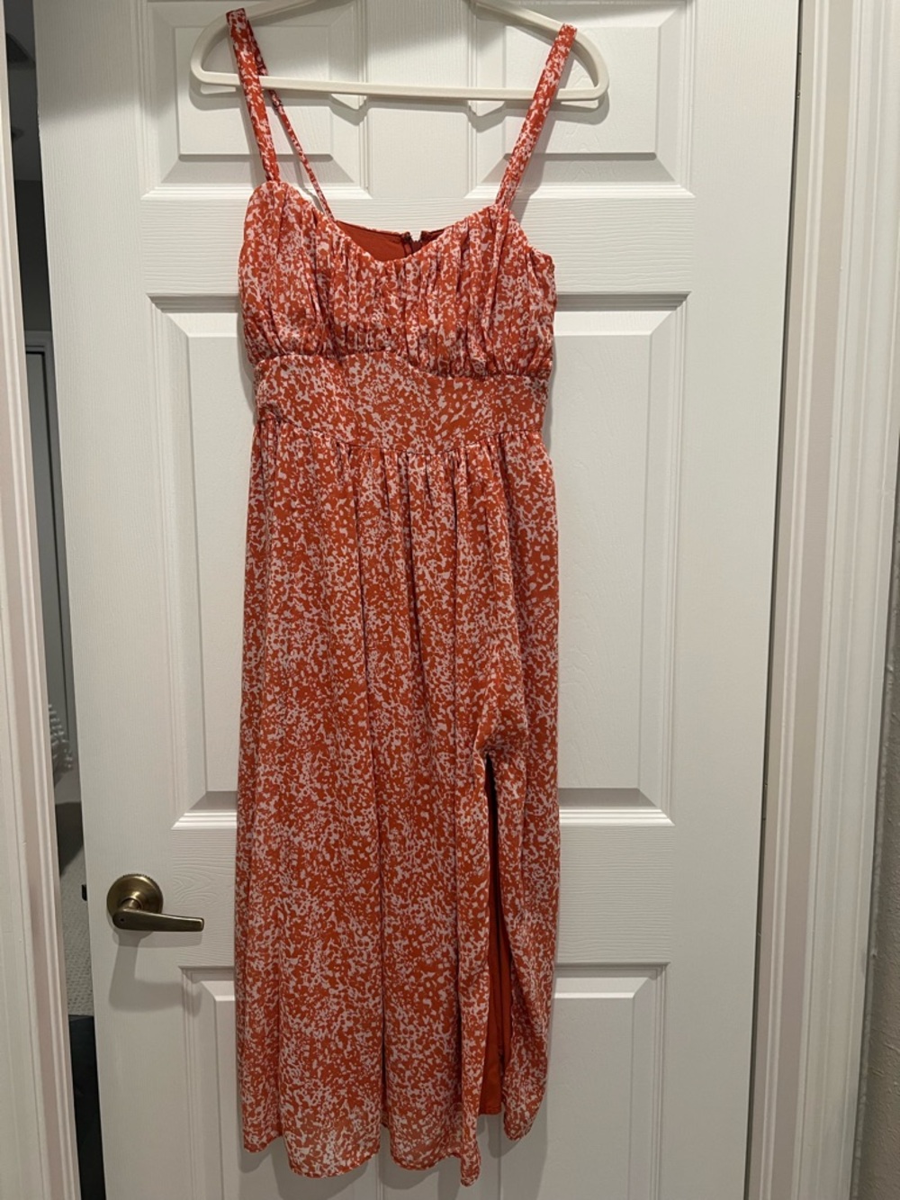 Abercrombie Women's Orange Floral Sundress with Side Slit